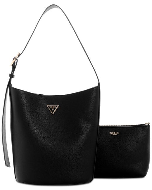 Guess Black Meridian Ii Medium Bucket Bag