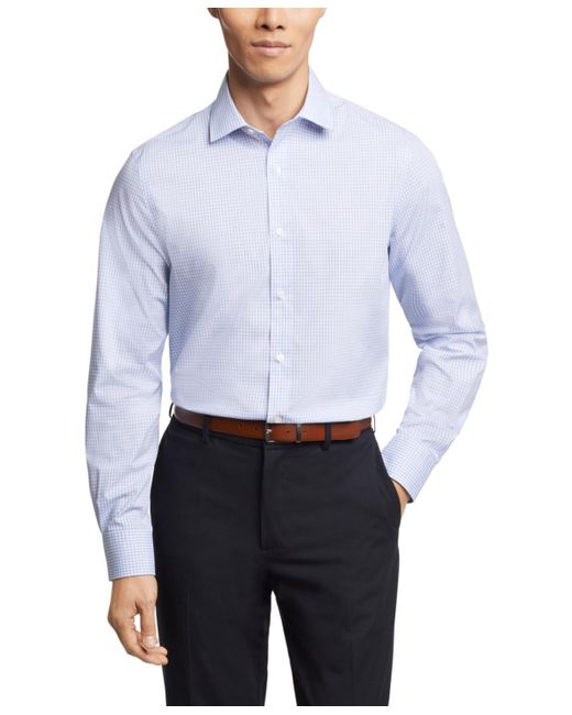 Tommy Hilfiger Blue Th Flex Regular Fit Wrinkle Resistant Stretch Twill Dress Shirt for men