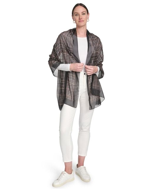 Calvin Klein Gray Houndstooth Print Wrap