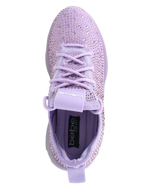 Bebe Leyla Lace-up Rhinestone Sneakers in Purple | Lyst