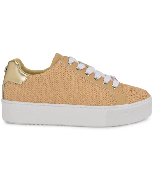 Nine West Natural Gatspy Round Toe Lace-up Casual Sneakers