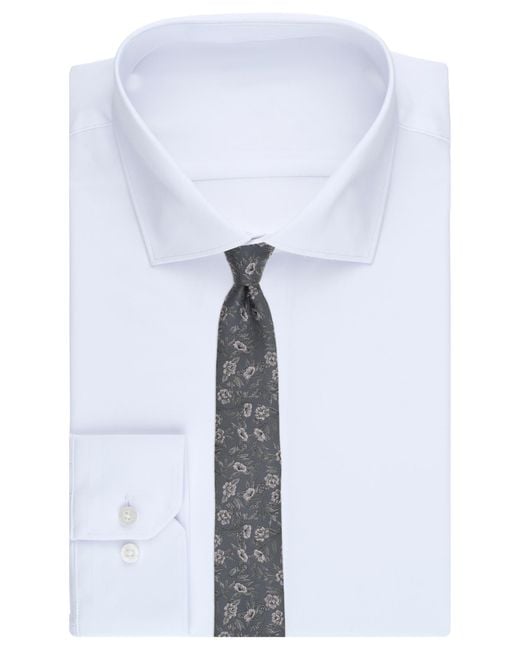 BarIII Gray Floral Pattern Tie for men