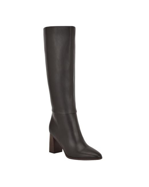 Calvin Klein Black Dawna Block Heel Tall Shaft Boots