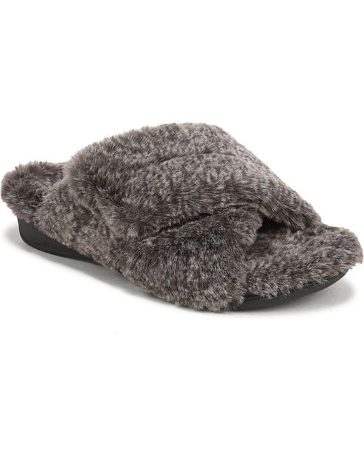 Vionic Gray Relax Ii Open Toe Slippers