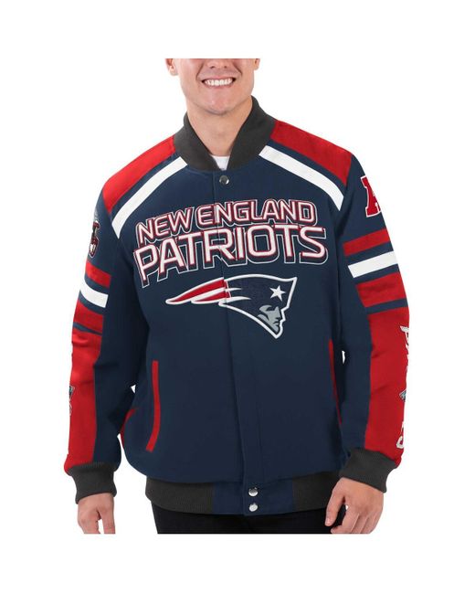 G-III 4Her by Carl Banks Blue New England Patriots Power Forward Racing Full-snap Jacket for men