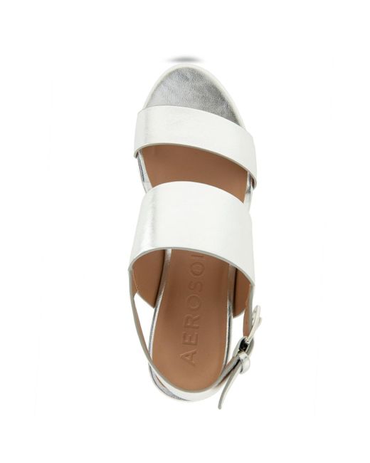 Aerosoles White Camilia Round Toe Platform Sandals