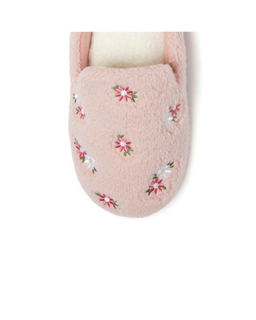 Dearfoams Pink Christmas Tree Teddy Scuff Slipper