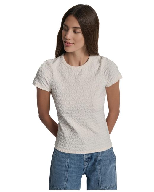 DKNY Blue Jacquard Logo Crewneck T-shirt