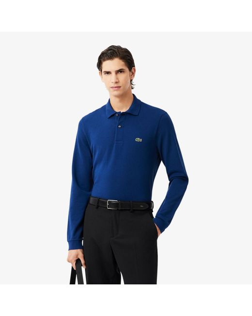 Lacoste Men's Blue Classic Fit Long-sleeve Polo Shirt