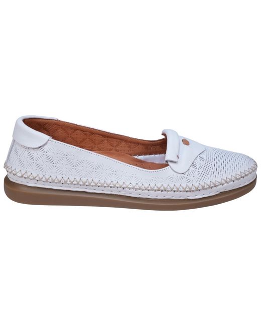 Cools 21 White Ginger Perforated Leather Flats