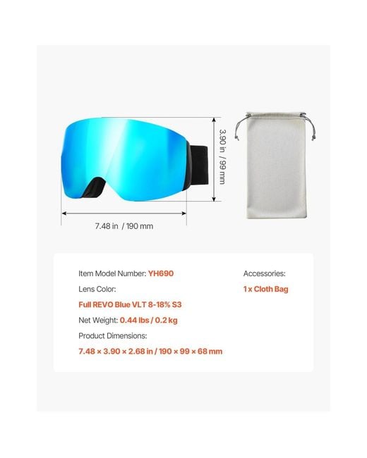 Sevorley Blue Frameless Ski goggles