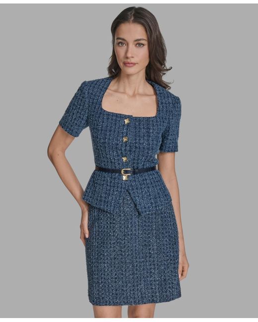 BCBGMAXAZRIA Women's Blue Short-sleeve Button-front Jacket - www.ice4pros.com.br BCBGMAXAZRIA Women's Blue Short-sleeve Button-front Jacket - www.ice4pros.com.br