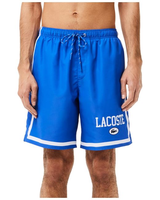 Lacoste Blue Quick-dry Logo-print Swim Trunks for men