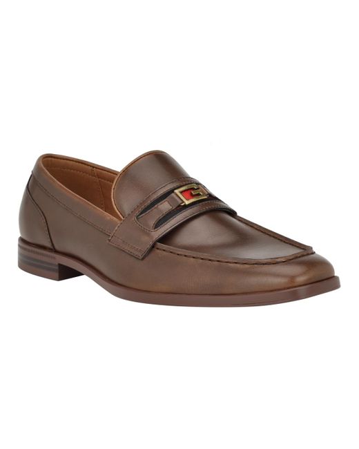 Guess Brown Handle Square Toe Slip On Dress Loafers for men