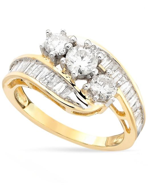 Macy's Metallic Diamond Bypass Ring In 14k Gold (1-1/2 Ct. T.w.)
