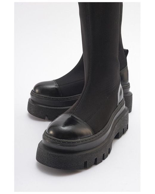 Prologue Shoes Black Celine Scuba Knee High Boot ()