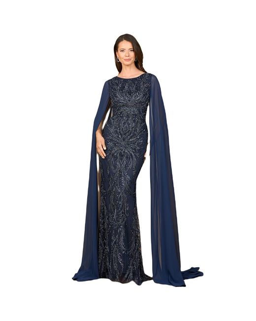 Lara Blue High Neck Gown