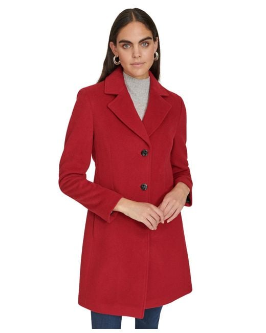Calvin Klein Red Single-breasted Wool Blend Coat