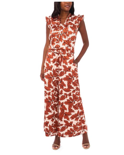 Vince Camuto Red V-neck Flutter-sleeve Top