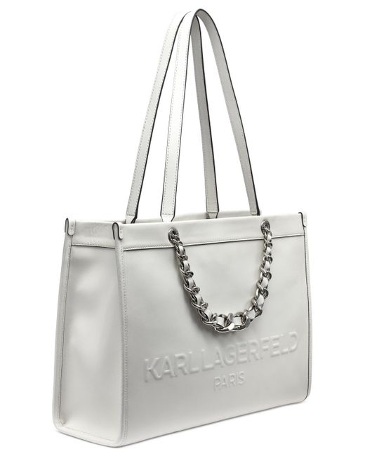 Karl Lagerfeld Gray Savoie Large Leather Tote Bag