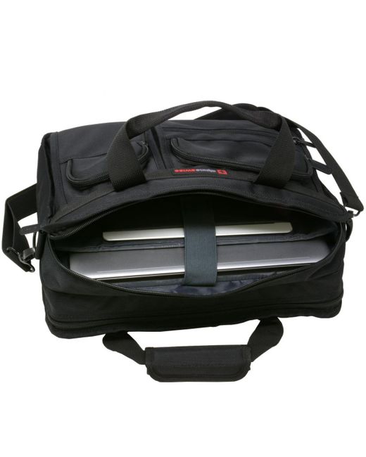Alpine Swiss Black Conrad Messenger Bag 15.6 Inch Laptop Briefcase for men
