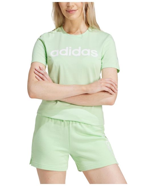 Adidas Green Essentials Cotton Linear Logo T-shirt