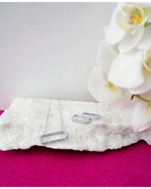 Macy's White 2-pc. Set Diamond Open Link Pendant Necklace & Matching Hoop Earrings (1/6 Ct. T.w.