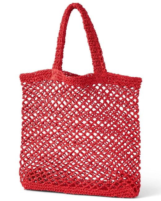 Lands' End Red Openweave Straw Bag