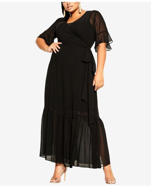 City Chic Synthetic Trendy Plus Size Flutter Wrap Maxi ...