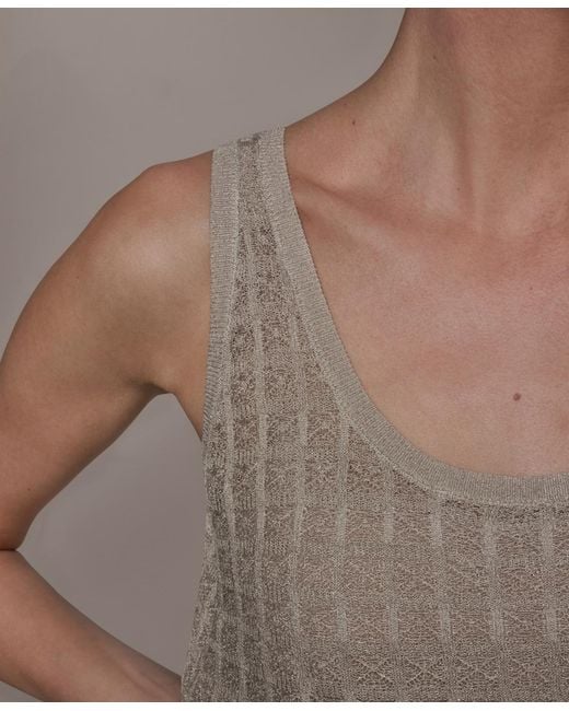 Donna Karan Brown Grid Pattern Sleeveless Sweater