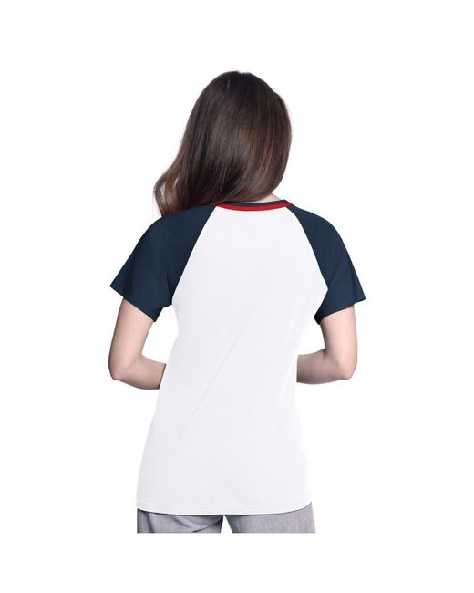 G-III 4Her by Carl Banks White/navy Boston Red Sox Ball Park Raglan V-neck T-shirt