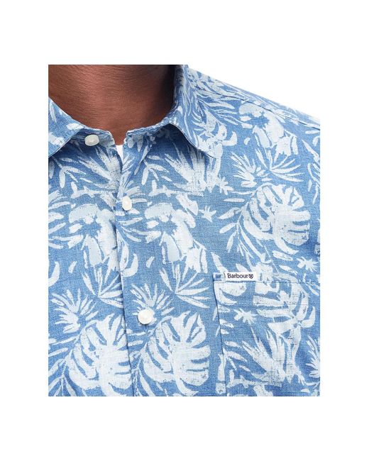 Barbour Blue Ives Summer-fit Tropical Leaf-print Button-down Shirt for men