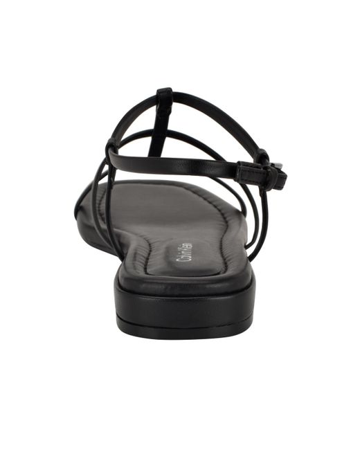 Calvin Klein Black Sallia Strappy Caged Flat Sandals