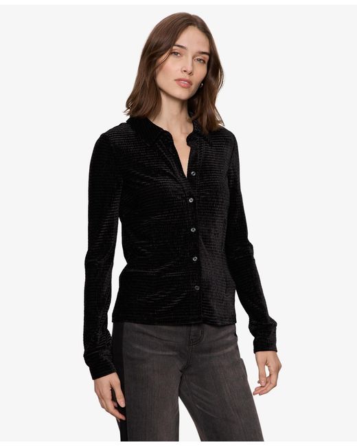 Sanctuary Black Fitted Button Down Top