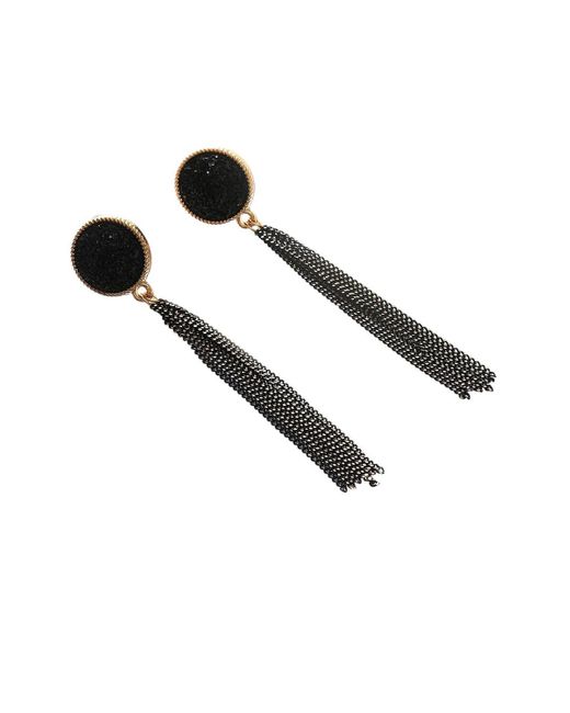 SOH Black Tassel-chain Drop Earrings