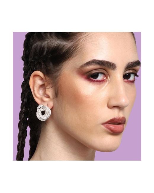 SOH White Black Wrap Stud Earrings
