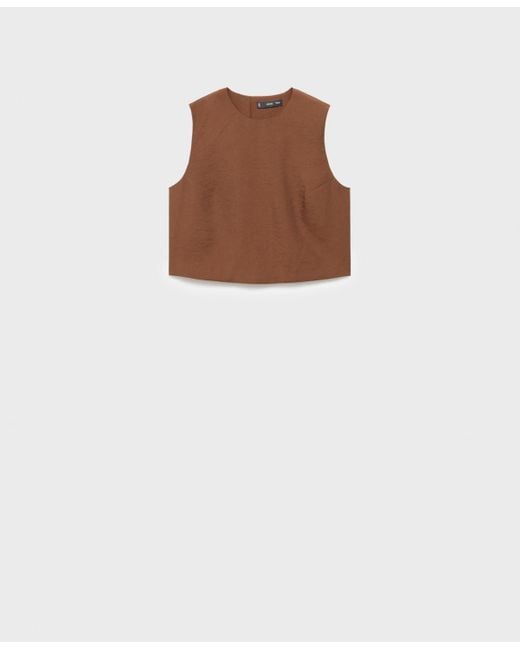 Mango Brown Buttoned Crop Top
