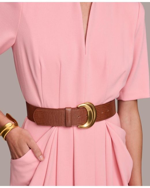 Donna Karan Donna Karan V-neck Belted Short-sleeve Dress in