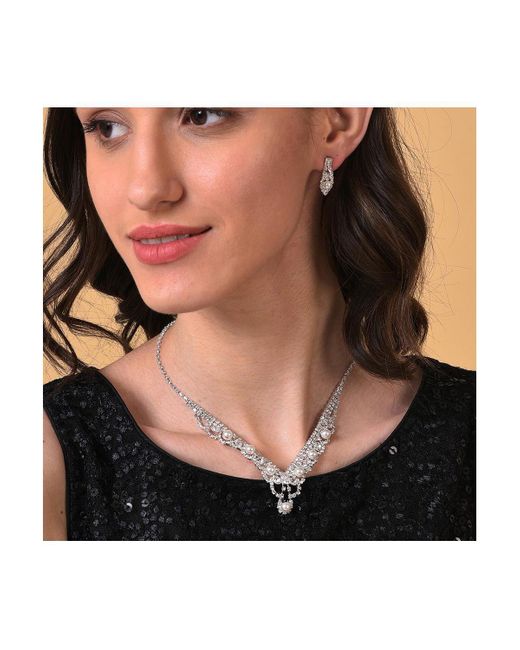 SOH White Plated Designer Jewellery Set