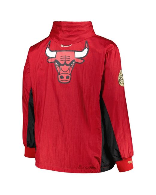 Mitchell & Ness Red Chicago Bulls Big And Tall Hardwood Classics Team Og 2.0 Anorak Hoodie Quarter-zip Windbreaker Jacket for men
