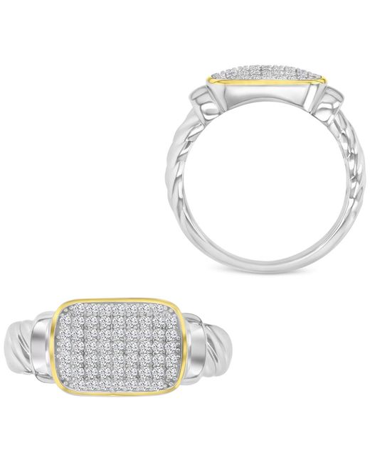 Macy's White Cubic Zirconia Rectangular Cluster Twist Rope Statement Ring