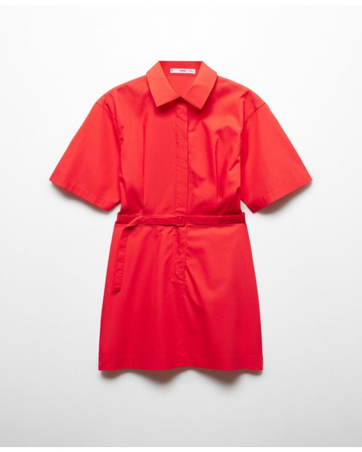Mango Red Belt Shirt Dress