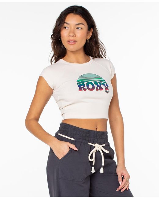 Roxy White Rising Screen Crewneck Top