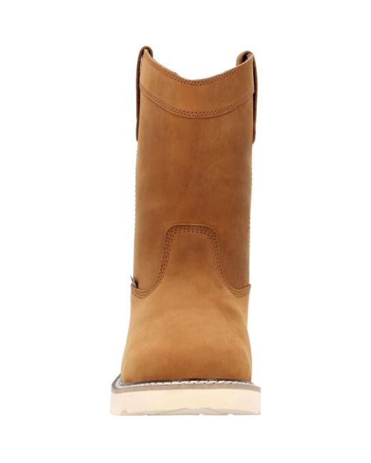 Georgia Boot Brown Core 37 Wedge 10" Steel Toe Waterproof Pull-on Work Boot for men