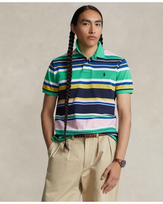 Polo Ralph Lauren Green Classic-fit Striped Mesh Polo Shirt for men