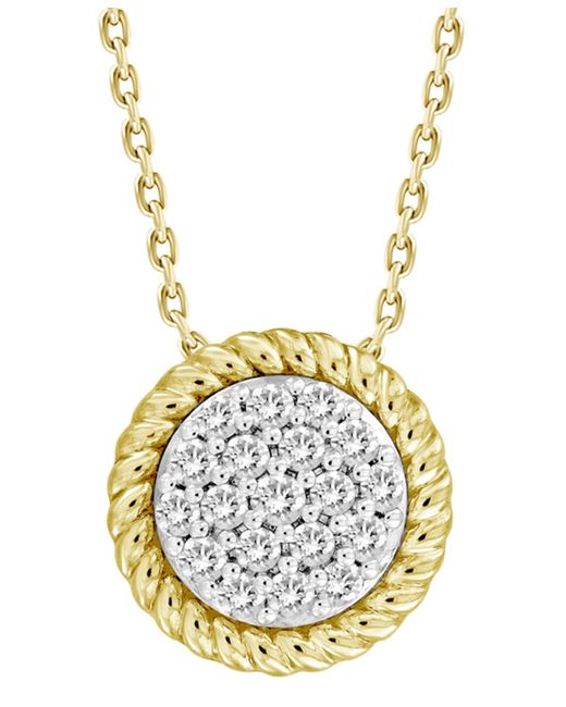 Macy's Metallic Diamond Rope-framed Circle Pendant Necklace (1/4 Ct. T.w.
