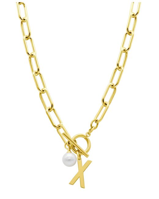 Adornia Metallic Tarnish Resistant 14k Gold-plated Freshwater Pearl Initial toggle Necklace