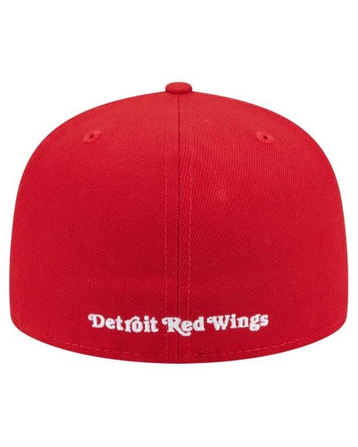 KTZ Red Detroit Wings Deceptor 59fifty Fitted Hat for men