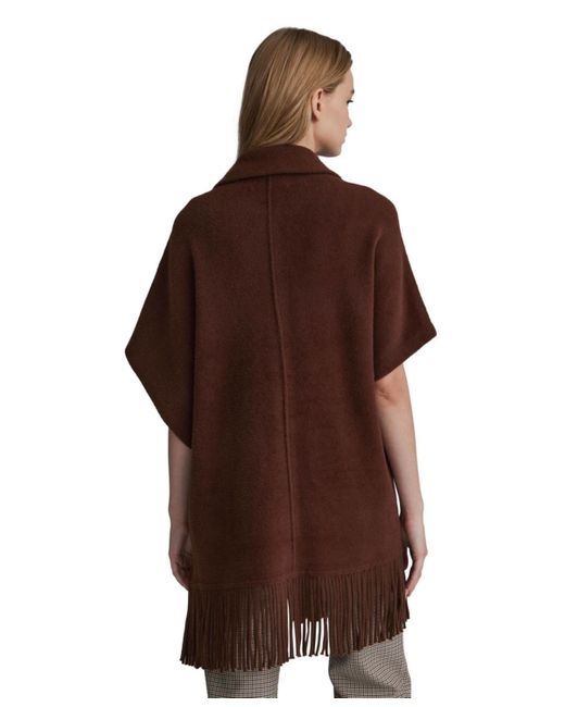 NVLT Brown Mink Eyelash Fringe Hem Cape