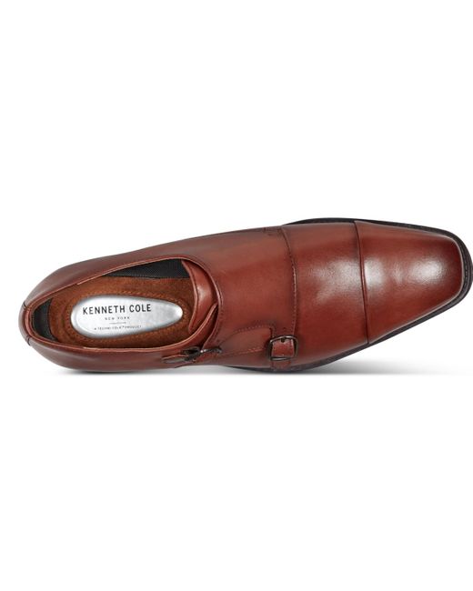 Kenneth Cole Brown Charles Double Monk Strap Shoe for men